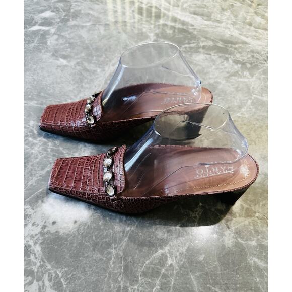 Franco Sarto Women's Brown Square Toe Embellished Mules Size 8.5 - Picture 3 of 6